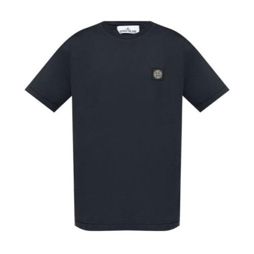 Stone Island Blå Jersey Logo Patch Crew Neck Blue, Herr