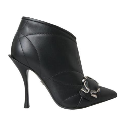 Dolce & Gabbana Quiltade Läder Stiletto Stövlar Black, Dam