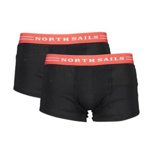 North Sails Svarta Bomullsboxershorts Bi-Pack Black, Herr