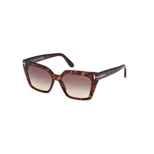 Tom Ford Fyrkantiga solglasögon i grå Brown, Dam