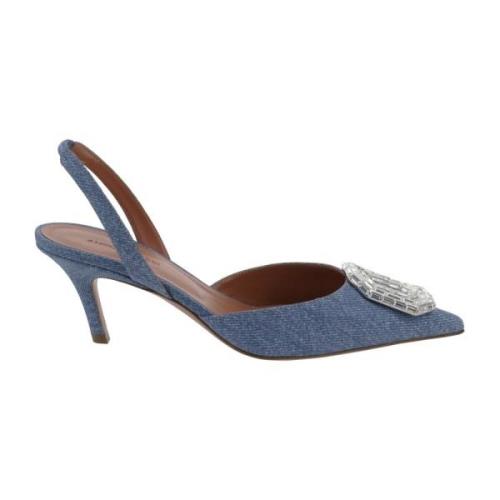 Amina Muaddi Blå Nabukläder Pumps Ss22 Blue, Dam