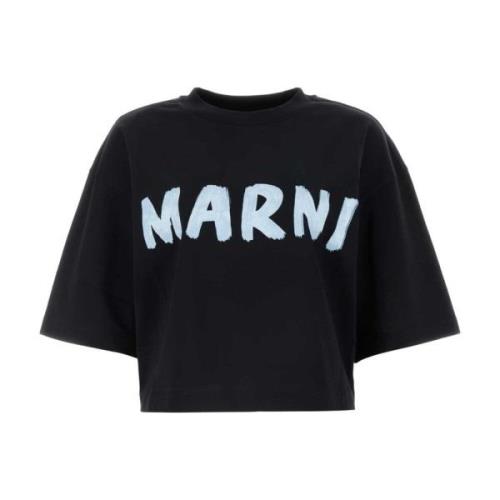 Marni Klassisk Svart Bomull T-shirt Black, Dam