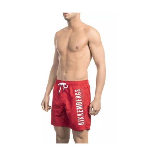 Bikkembergs Röda badshorts med sidoprint Red, Herr