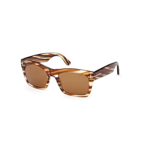 Tom Ford Fyrkantiga solglasögon i ljus Havana färg Brown, Dam