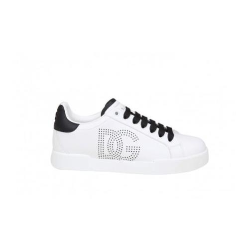Dolce & Gabbana Portofino Line Läder Sneakers Svart/Vit White, Dam