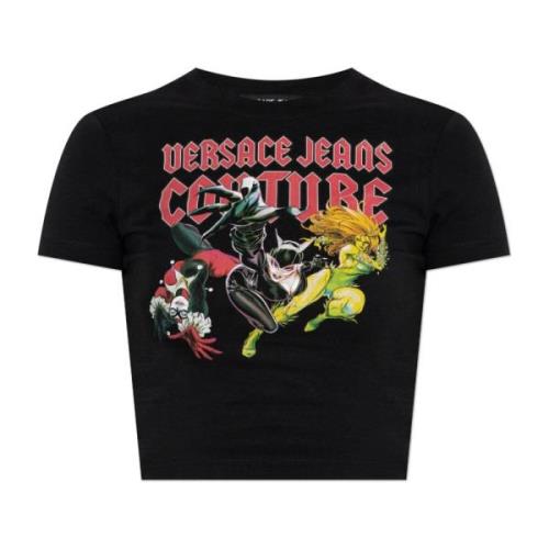 Versace Jeans Couture T-shirt med tryck Black, Dam