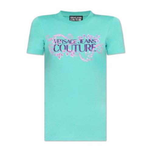 Versace Jeans Couture T-shirt med tryck Blue, Dam