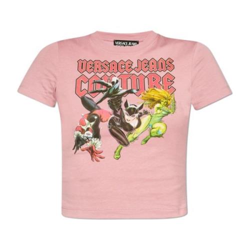 Versace Jeans Couture T-shirt med tryck Pink, Dam