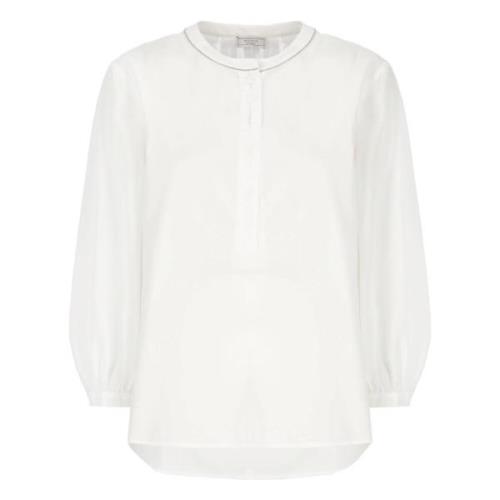 Peserico Vit Bomullsskjorta med Ljusa Detaljer White, Dam