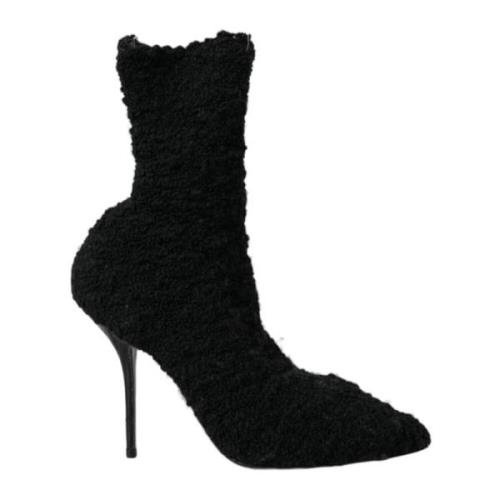 Dolce & Gabbana Svarta Stiletto Häl Mid Calf Stövlar Black, Dam