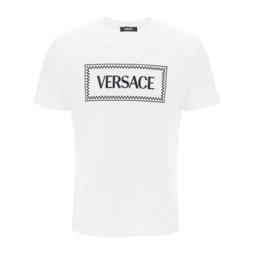 Versace Broderad Logotyp T-Shirt White, Herr