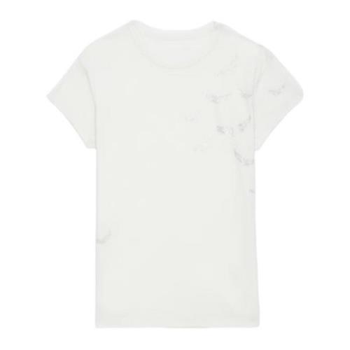 Zadig & Voltaire Ecru Baggy T-shirt med Vingar White, Dam