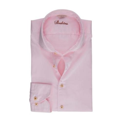 Stenströms Rosa Twill Fitted Body Skjorta Pink, Herr