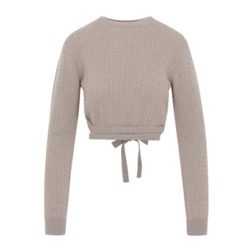 Patou Taupe Cable-Knit Sweater Beige, Dam