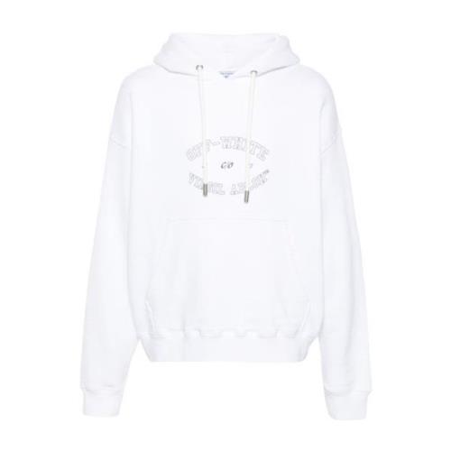 Off White Vit hoodie med delad logotyptryck White, Herr