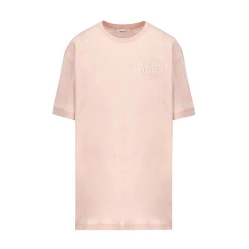 Alexander McQueen Avslappnad Bomull T-shirt Pink, Herr