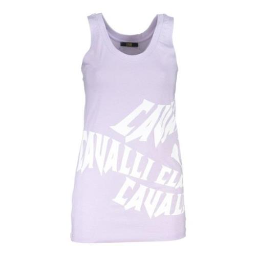 Cavalli Class Lila Bomull Tank Top med Tryck Purple, Dam