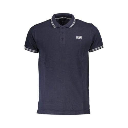 Cavalli Class Blå Bomull Polo Shirt med Tryck Blue, Herr