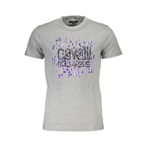 Cavalli Class Tryck Logo Kortärmad T-shirt Gray, Herr