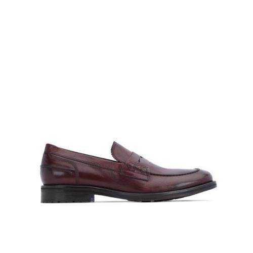 Lottusse Burgundy Calfskin Orwell Band Loafers Mocasin Red, Herr