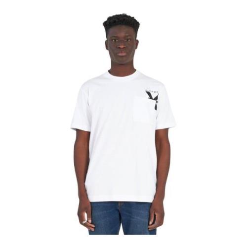 John Richmond Kontrast Logo Kortärmad Rund Hals T-shirt White, Herr