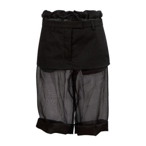 Maison Margiela Svarta silke organza shorts med gabardine minikjol ove...