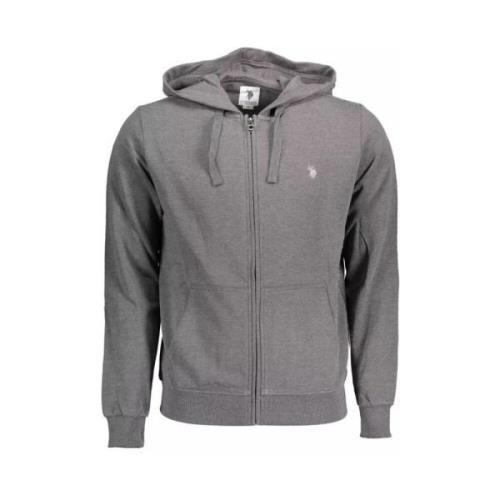 U.s. Polo Assn. Stilig Grå Dragkedja Hoodie med Broderi Gray, Herr