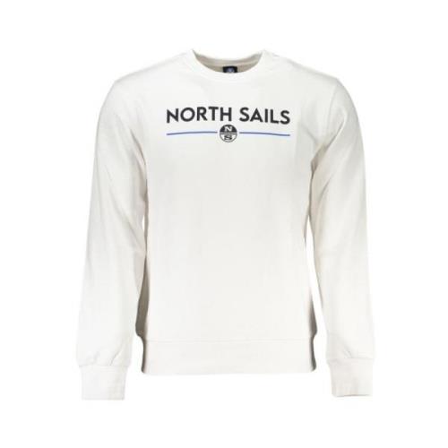 North Sails Vit Bomullsweatshirt med Print Logo White, Herr