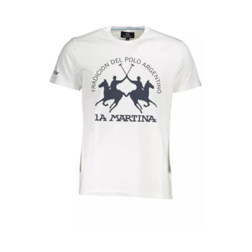 La Martina Vit Bomull T-Shirt, Korta ärmar, Normal Passform, Rund Hals...