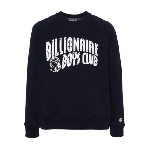 Billionaire Blå Crew Neck Sweater med Logo Patch Blue, Herr