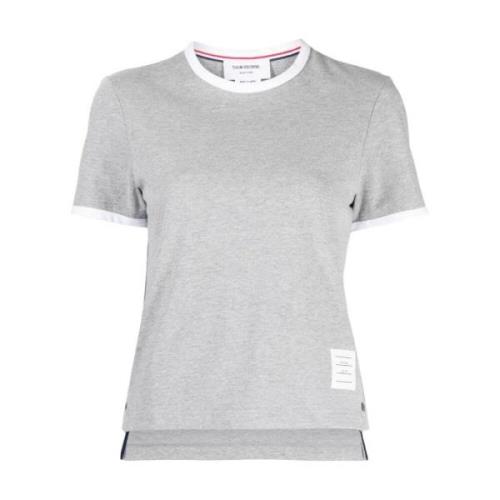 Thom Browne Grå T-shirts och Polos med RWB Stripe Logo Gray, Dam