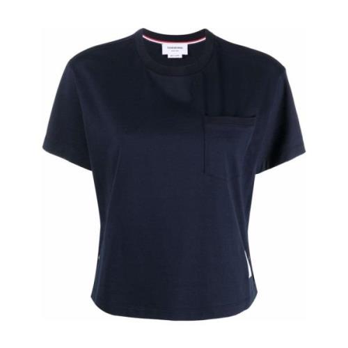 Thom Browne Blå T-shirts och Polos med Signaturdetaljer Blue, Dam