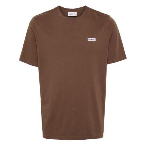 Autry Bruna T-shirts och Polos med Logo Patch Brown, Herr