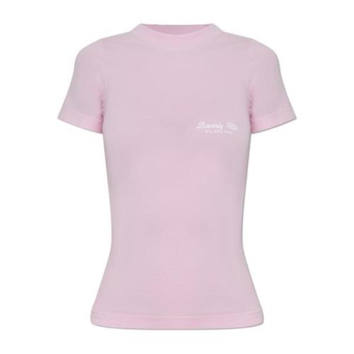 Balenciaga T-shirt med broderat logotyp Pink, Dam