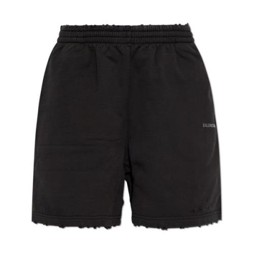 Balenciaga Shorts med logotyp Black, Dam
