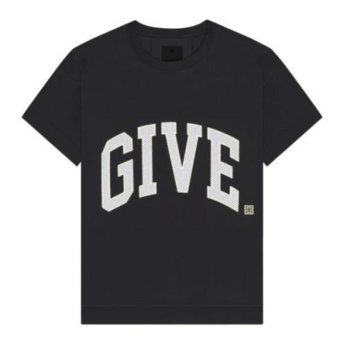 Givenchy Svart Mesh Broderad T-shirt Black, Herr