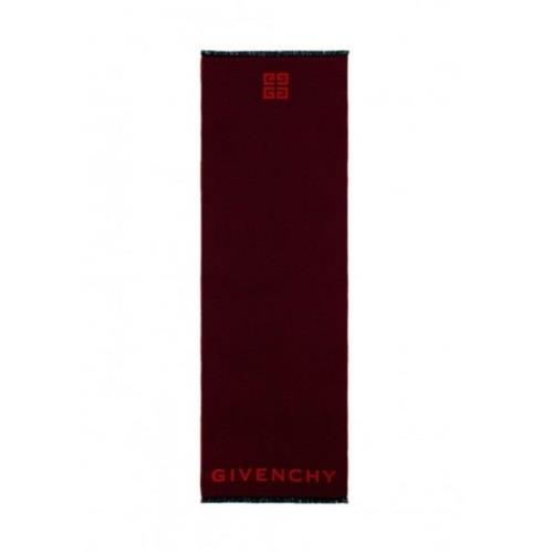Givenchy Colorblock Bicolor Halsduk med Kontrastlogo Red, Dam