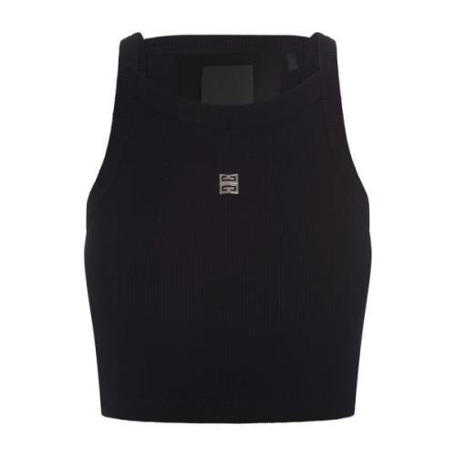 Givenchy Svart Ärmlös Crop Top 4G Logo Black, Dam