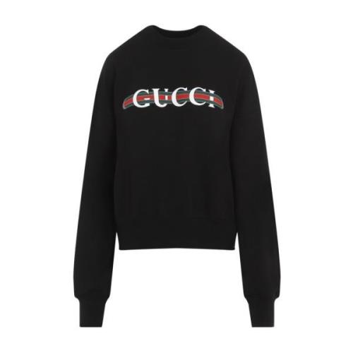 Gucci Svart Multifärgad Crewneck Tröja Black, Dam