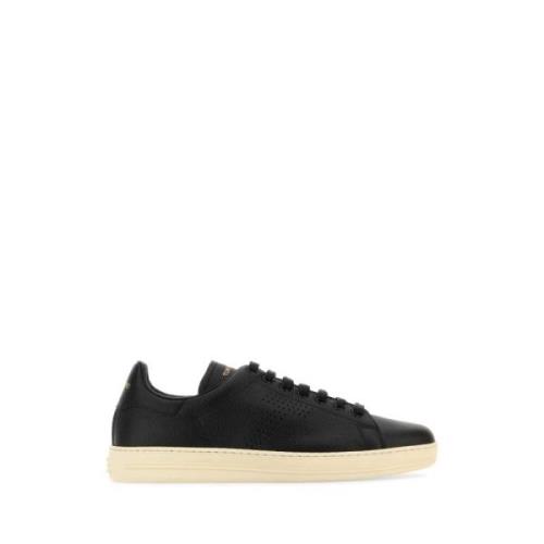 Tom Ford Stiliga Svarta Lädersneakers Black, Herr