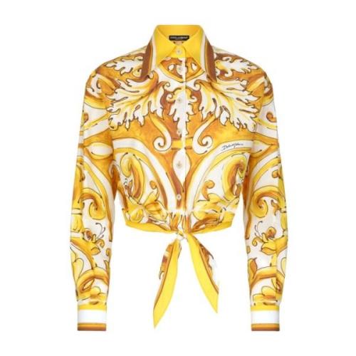 Dolce & Gabbana Majolica Print Gul Skjorta Yellow, Dam