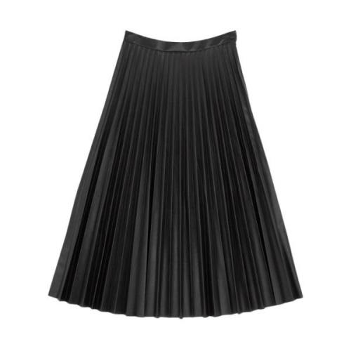 MM6 Maison Margiela Svart Midi Kjol med Veckat Design Black, Dam