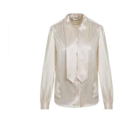 Saint Laurent Snygg Craie Blus för Kvinnor Beige, Dam