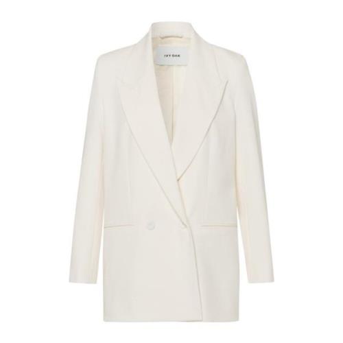IVY OAK Peak Lapel Tuxedo Blazer Elegant Style White, Dam