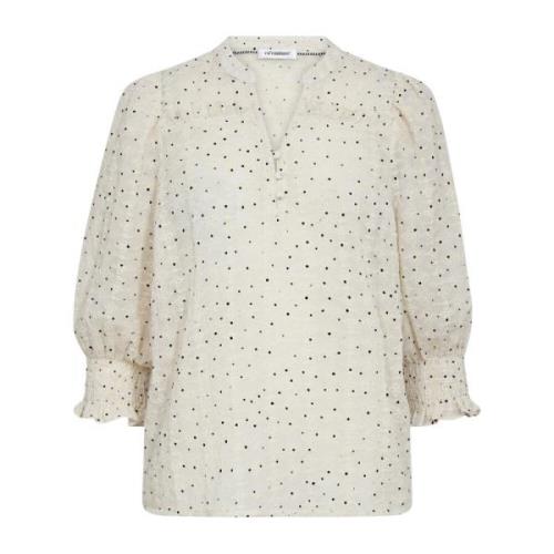 Co'Couture Evelyncc Mini Dot Blouse Off White White, Dam