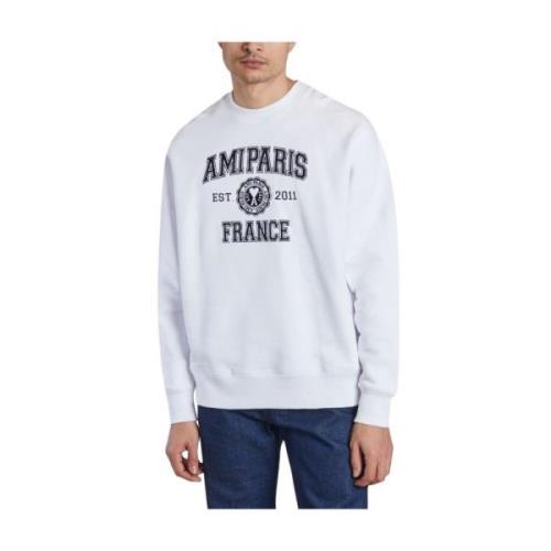 Ami Paris Oversized Sweatshirt i Ekologisk Bomull White, Herr