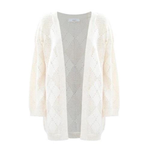 Kocca Cardigan Tröja med Diamantmönster Beige, Dam