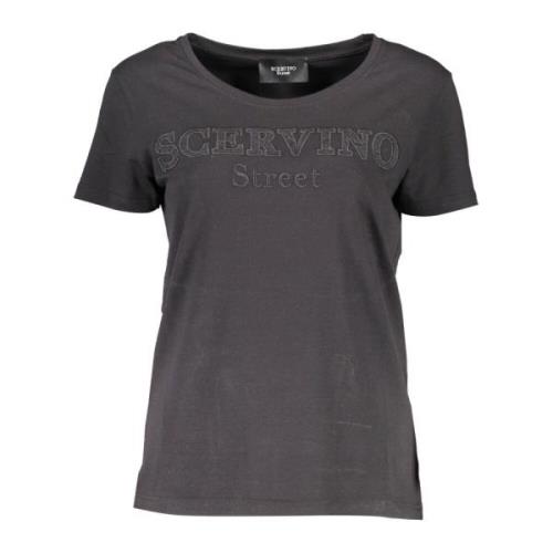 Ermanno Scervino Svart bomull T-shirt med brodyr och logotyp Black, Da...