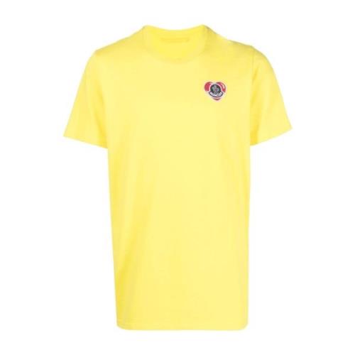 Moncler Rött Hjärta Logo T-shirt Yellow, Herr