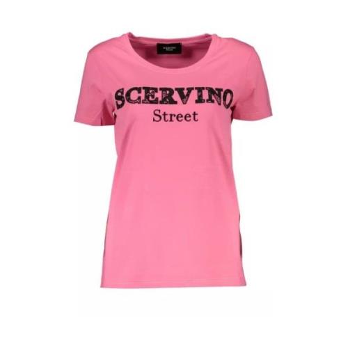 Ermanno Scervino Elegant Rosa Broderad T-shirt med Kontrastdetaljer Pi...